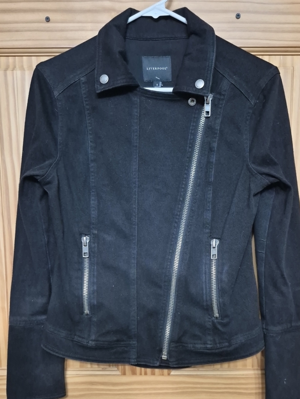 Liverpool Los Angeles Asymmetrical Knit Moto Jacket in Black